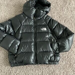The North Face Black Puffer Jacket with Hood and Glossy Finish